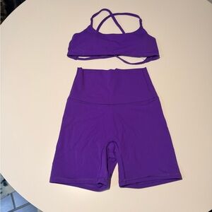 Purple Sports Bra and Shorts Set